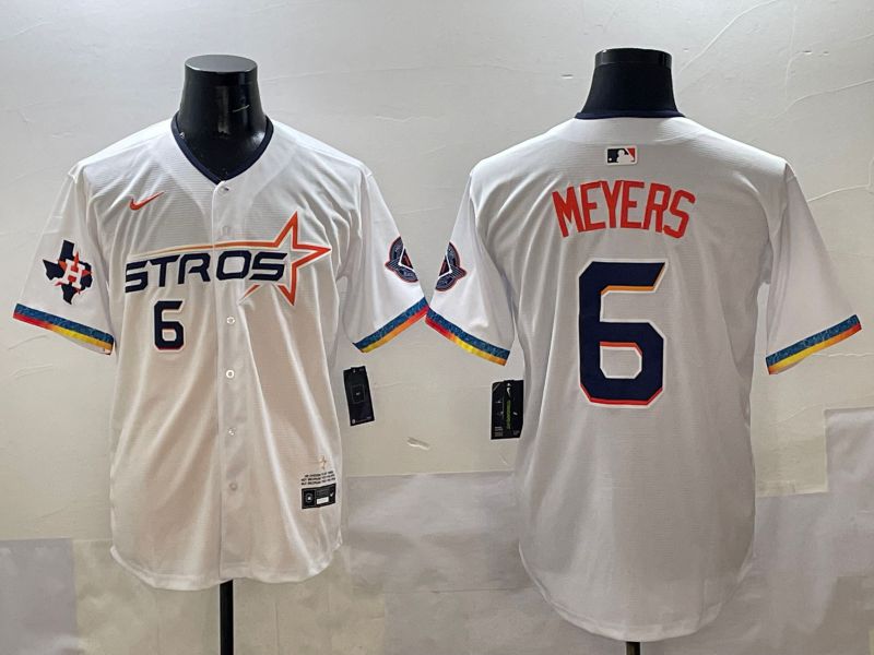 Men Houston Astros #6 Meyers White Four generations Joint Name 2025 Nike MLB Jersey style 7